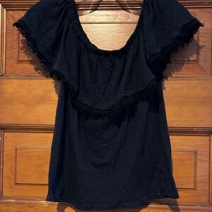 Splendid Black Ruffle Blouse